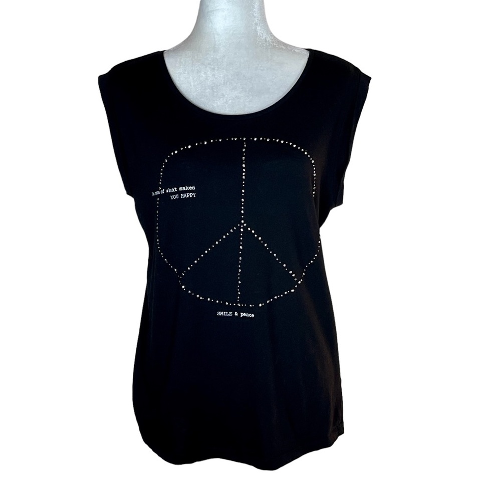 MNG JEANS Small Rhinestone Smile & Peace Tank Size Small - Picture 9 of 11